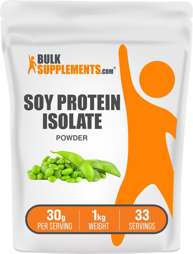 BulkSupplements.com Soja Proteïne Isolaat Poeder - Vegan Proteïne Poeder, Unflavored - Pure & Gluten Vrij, 30g per portie, 1kg (2,2 lbs) (Pack of 1)