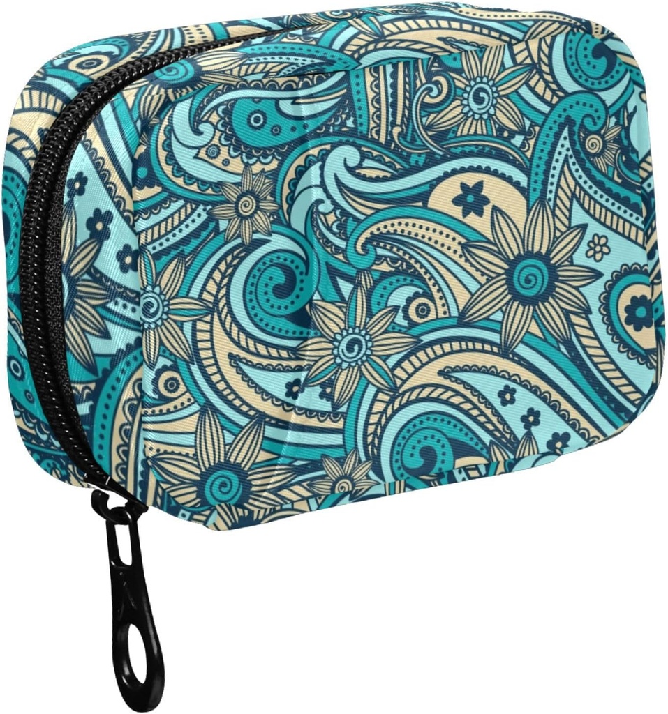 Fustyad Prachtige Vintage Paisley Pill Organizer Travel Portable Zipper Cloth Bag for Holding Weekly Supplements Vitaminen en Visolie