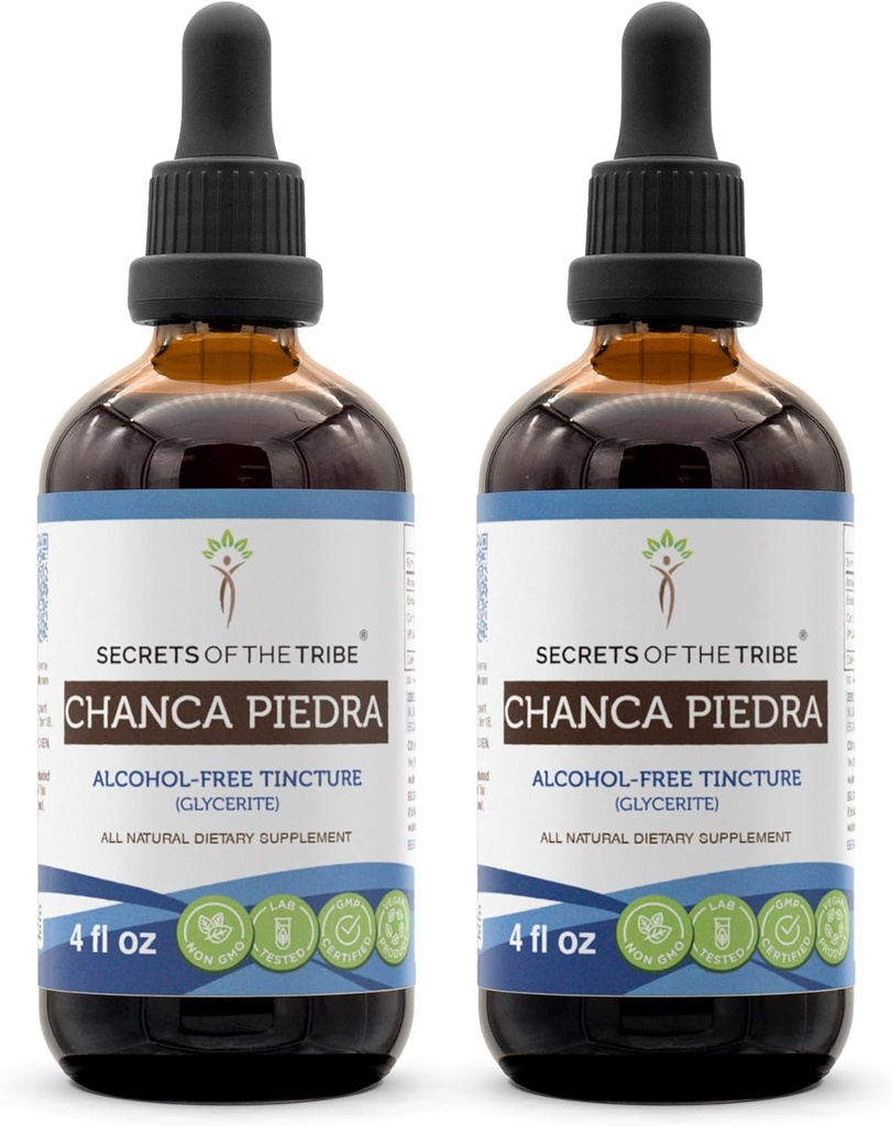 Geheimen van de stam Chanca Piedra Alcoholvrije Tinctuur Extract, Chanca Piedra (Phylanthus niruri) Gedroogde Herb Tinctuur Supplement (2x4 FL OZ)