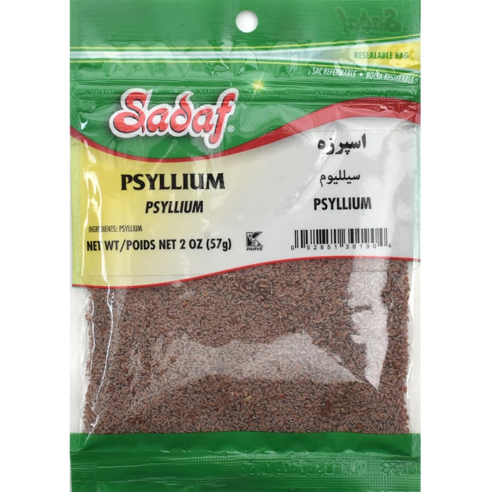 Sadaf Psyllium Seeds - Esparzeh - Psyllium Seeds for Cooking - Add a Boost to Smoothies and Dishes - Middle Eastern Cuisine - Kosher & Vegetarian - 2 oz Resealable Bag