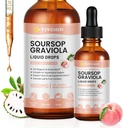 Graviola Soursop Leaf Extract Liquid - Soursop Bitters Liquid, Ondersteuning Immune, Relax, Lever en Slaap, Suiker & Alcoholvrij, Zeer Absorbeerbare Formule, White Peach Flavor, 2 Fl Oz