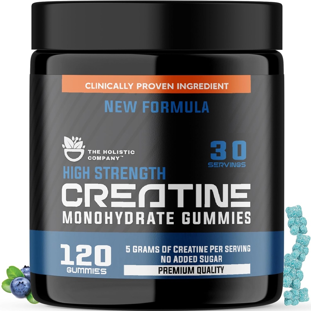 Hoge sterkte Creatine Monohydraat Gummies - 5Grams Per Serving, Pre Workout Gummies, Blueberry Flavored Creatine Monohydraat Gummies