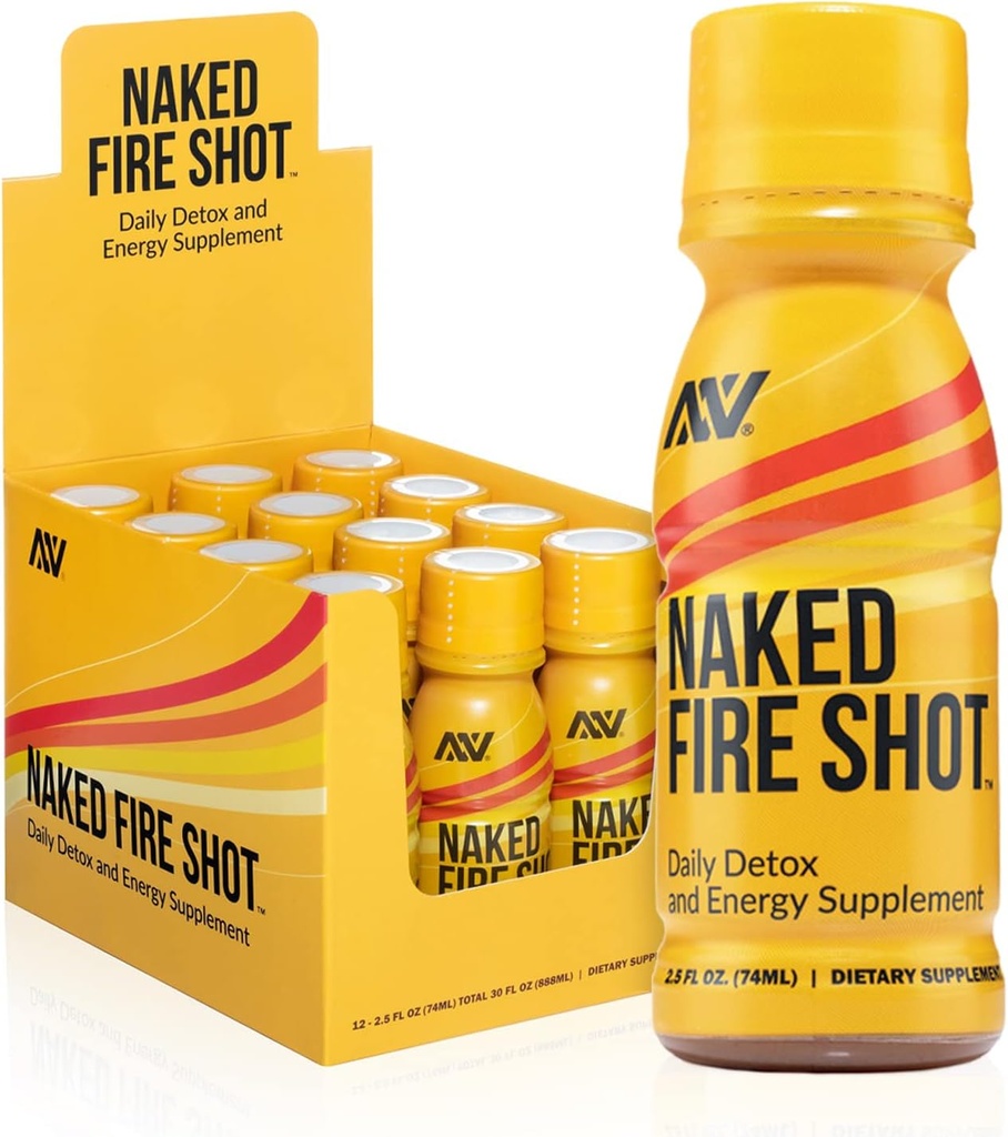 Naakte voeding Naakte vuurschot - Natuurlijke energie Shots, Gemberwortel, Raw Apple Cider Vinegar, Biologische Ginseng & Ashwagandha, Detox, Energie Wellness Shots - 2.5Oz, 12 Pack