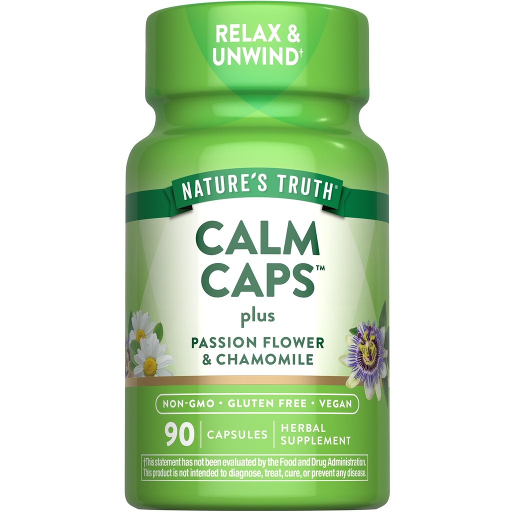Nature's Truth Calm Caps | 90 Capsules | with Passion Flower and Chamomile | Vegan, Non-GMO & Gluten Free Supplement