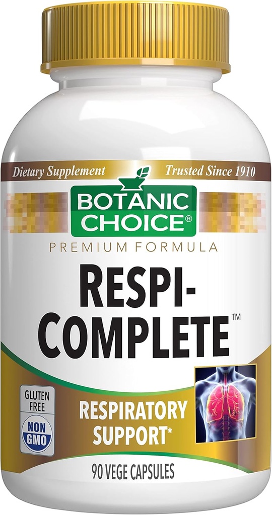 Botanische keuze Respi-Complete - Ondersteuning van de ademhalingsgezondheid met Quercitine, Echinacea, Bromelain-Adult Dagelijks Supplement
