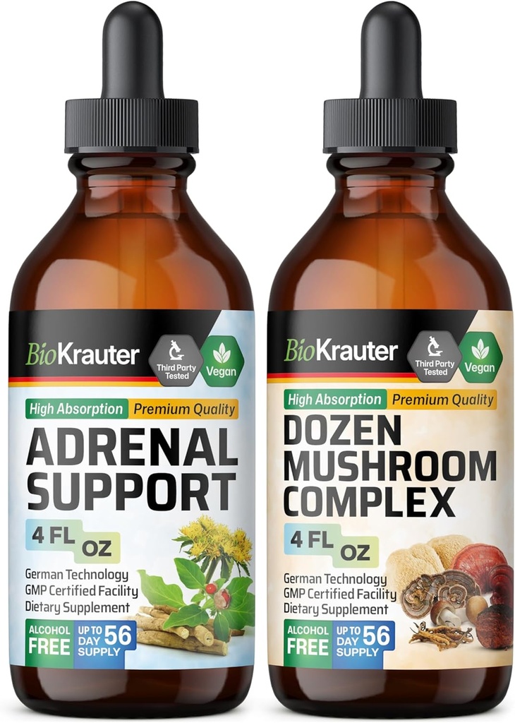 BIO KRAUTER Adrenal Support Tinctuur 4 Fl. Oz. & Dozen Mushroom Tinctuur 4 Fl. Oz.