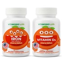 Kinderen IJzer 10mg + Vitamine C Kauwtabletten + Vitamine D3 1000 IE Kauwtabletten Bundel