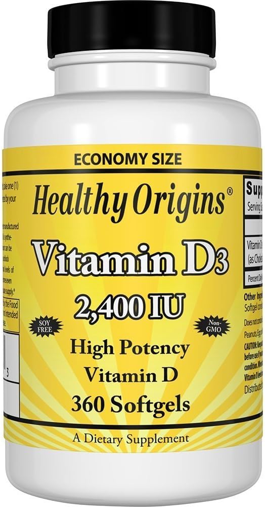Gezonde oorsprong Vitamine D3, 2400iu, 360 Sgel