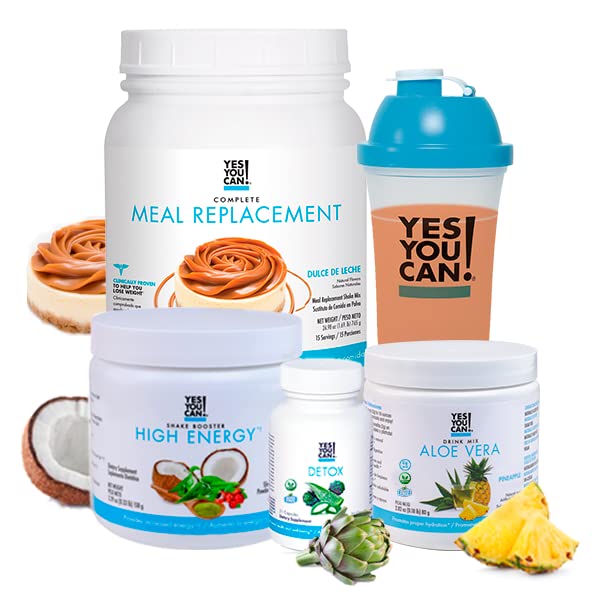 Yes You Can! Detox Plus Kit (Meal Replacement Dulce de Leche, Aloë Vera Ananas) - Complete Meal Replacement Powder, High Energy Shake Booster, Aloë Vera Detox Supplement, Health Transformation