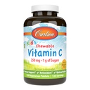 Carlson - Kauwbare vitamine C voor kinderen, 250 mg, 1 g suiker, Immune Support & Optimale Wellness, Antioxidant, Tangerine, 120 Vegetarische tabletten