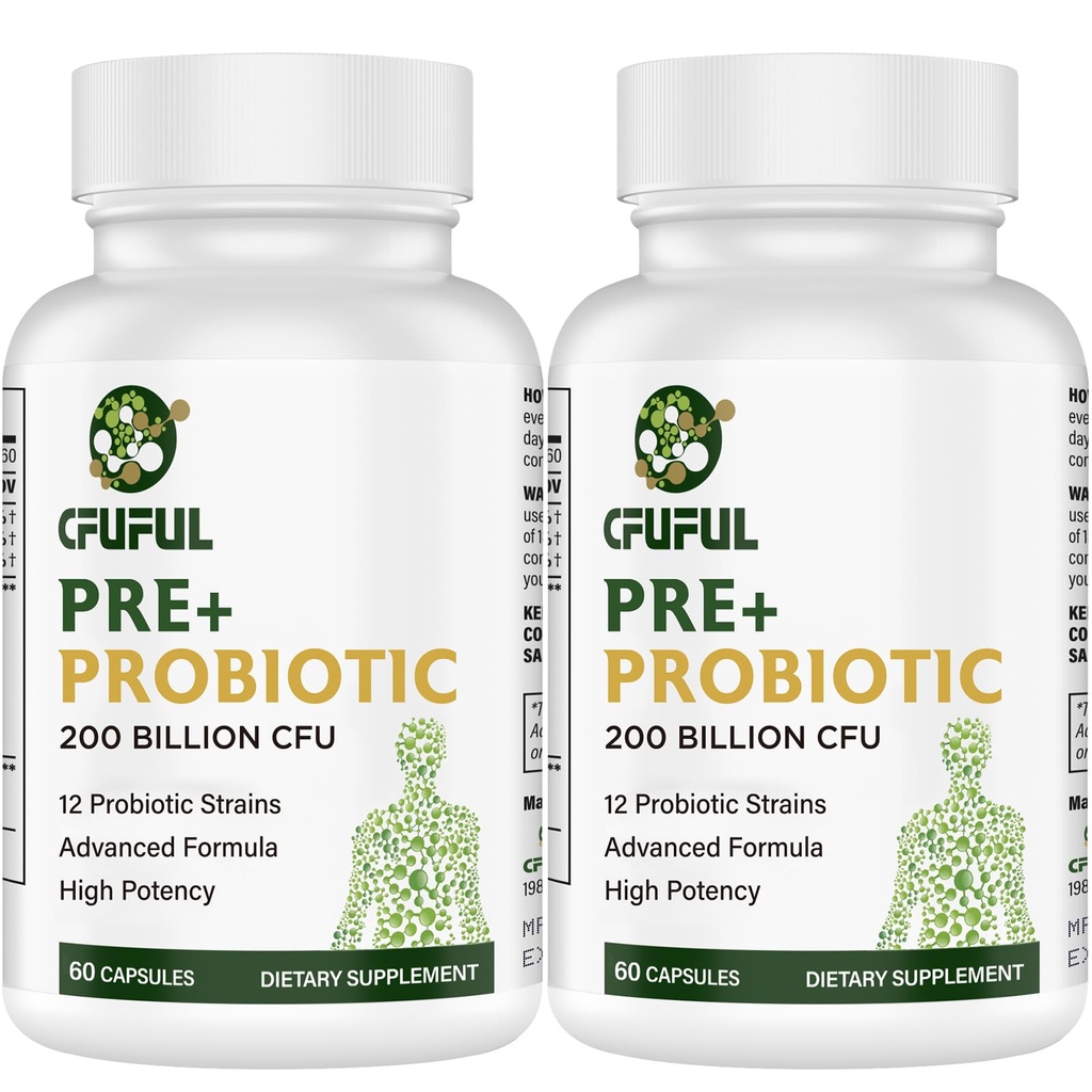 Probiotica voor vrouwen en mannen - 200 miljard CFU 12 strains Probiotica voor spijsverteringsimmune & Gut Health, met Organic Prebiotic Plank Stable Probiotic Supplement for Bloating 120 Capsules