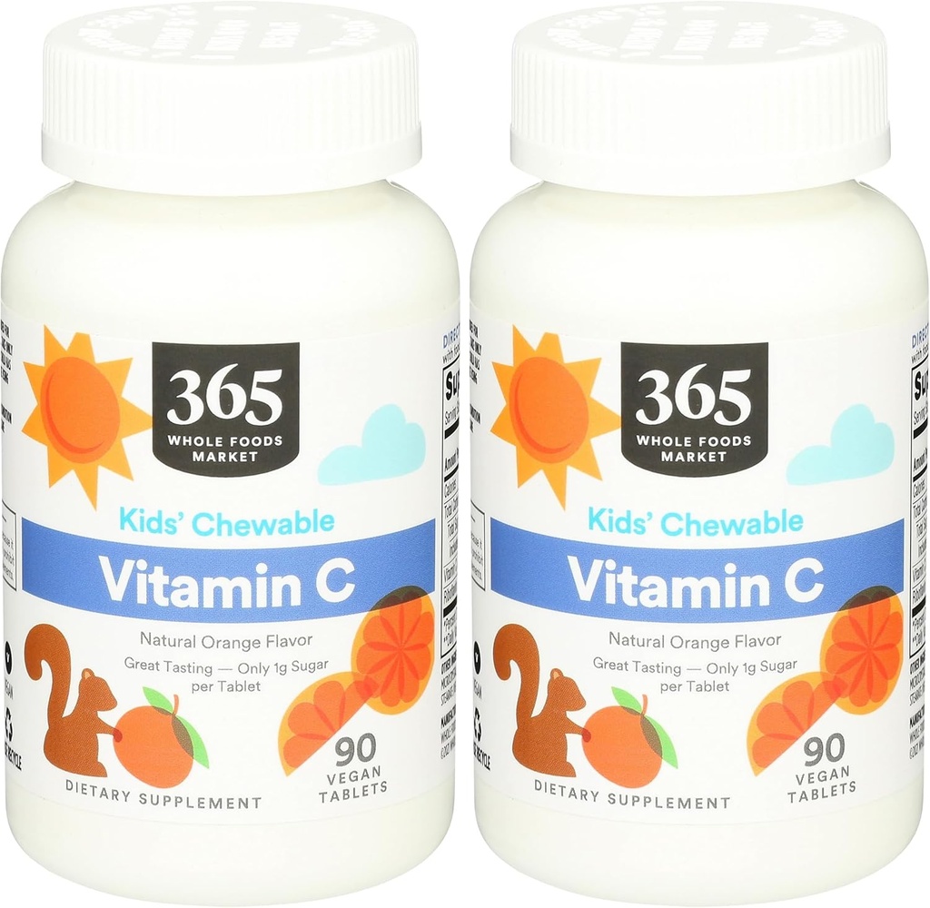365 door Whole Foods Market, Kids Essentials Kauwbare Vitamine C, 90 Tellen (pakket van 2)