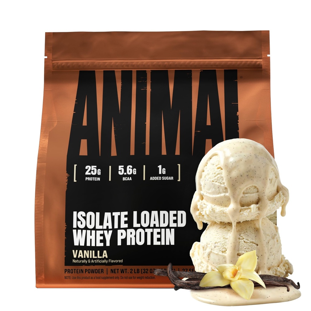 Dier Wei Isolaat Proteïnepoeder - geladen voor pre- & post workout Muscle Builder and Recovery met decompensative Enzymes for Men & Women - 25g Proteïne, Great Taste, Low Sugar - Vanille 2 lbs