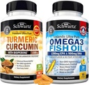 Triple Strength Omega 3 Fish Oil Softgels (1 maand levering) Plus Kurkuma Curcumin met Black Pepper Extract 1500mg Complex (1 maand levering)
