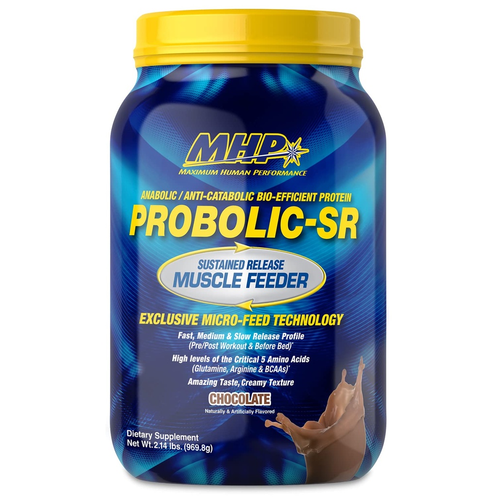 Maximum Human Performance Probolic-SR Sustained Release Proteïnepoeder, 24g Proteïne, BCAA's, Glutamine, Arginine, Pre-Workout, Post-Workout, Nighttime Proteïne, 2lbs, 26 Servers, Chocolade