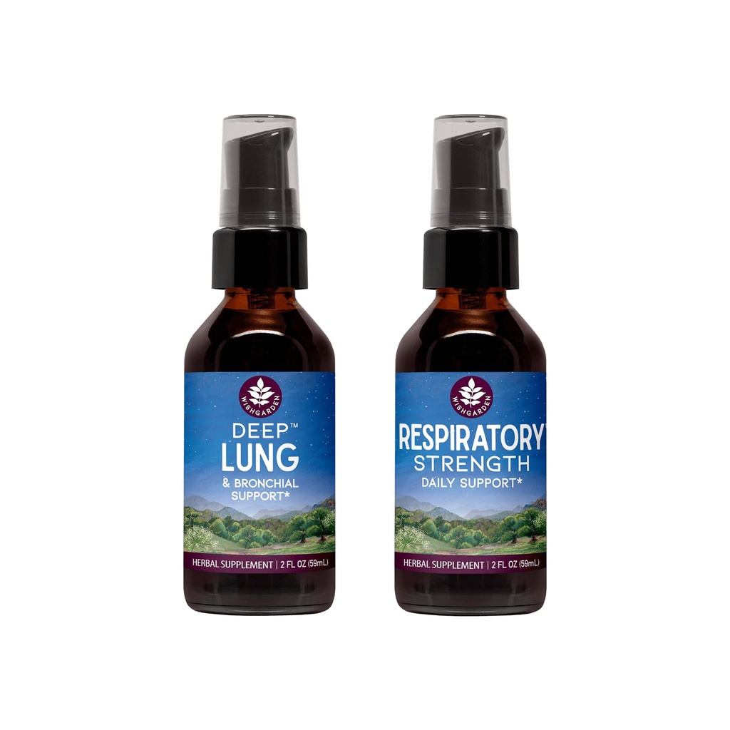WishGarden Kruiden Gezonde adembundel - Deep Lung Bronchial Ondersteuning Long Reiniging & Detox + Respiratory Tonic Ondersteunt langdurige Lung Resilience en Beter Long Efficiency, 2oz Bundle