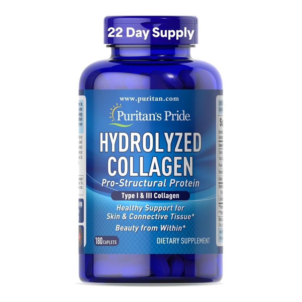 Puritan's Pride Gehydrolyseerde Collageen 1000 mg - 180 caplets Proteïnesupplement