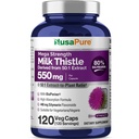 NusaPure Milk Thistle 50:1 Extract, 550 mg Equivalent aan 27.500mg 120 Veggie Capsules Non-GMO, Vegan Max Strength - Gestandaardiseerd 80% Silymarin, Bioperine