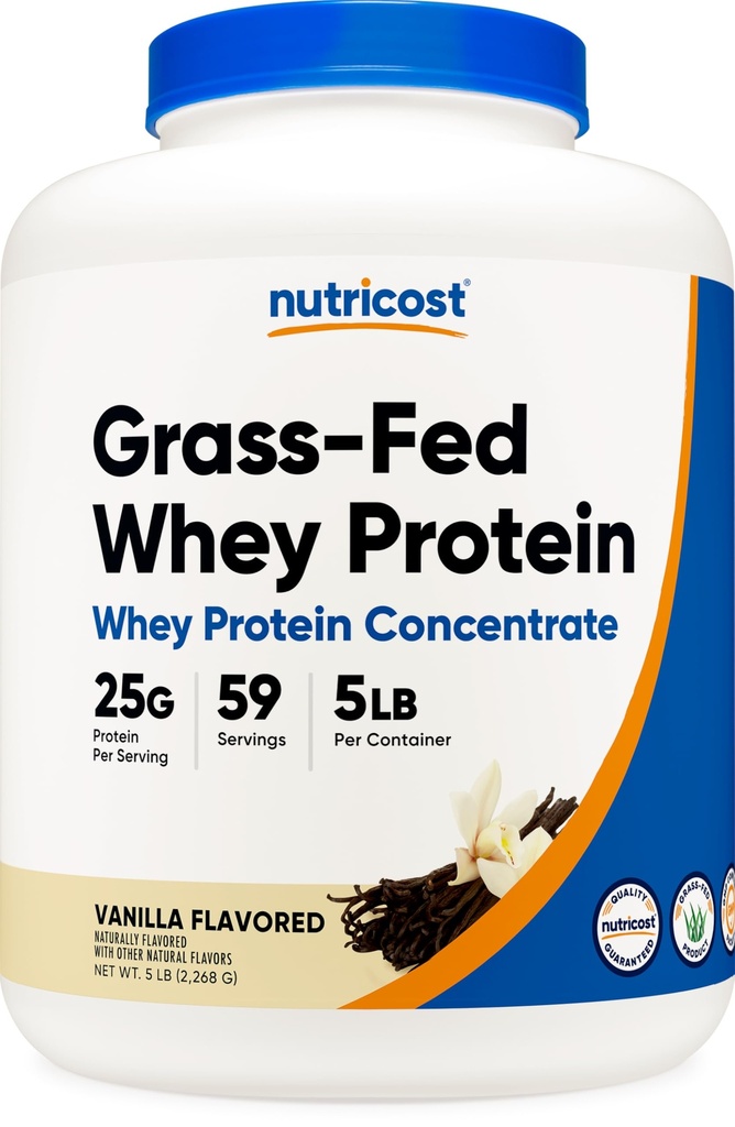 Nutricost Grass-Fed Wei eiwitconcentraat (Vanilla) 5LBS - niet gedenatureerd, niet-GMO, glutenvrij, natuurlijke smaken