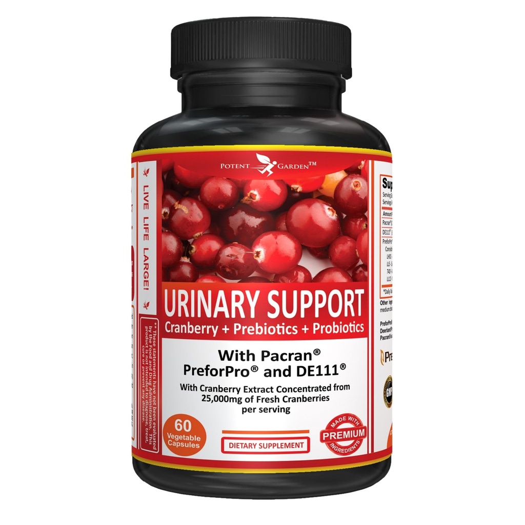 Krachtige Tuin Urinaire Ondersteuning Vrouwen Probiotica voor Urinaire Tract Gezondheid voor Vrouwen, Cranberry Capsules met 5 miljard CFU Cranberry Extract, Prebiotica en Probiotica voor Vrouwen, 60 Caps, 30 Servers