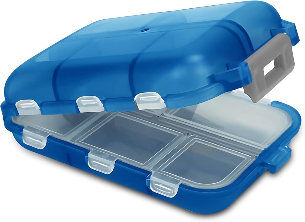 Travel Pill Box Compact Portable Pill Case met 10 Compartiments Pill Case voor Portemonnee, Pocket Duurzame Daily Pill Organizer voor Vitaminen, Supplementen, Geneeskunde (Blauw)