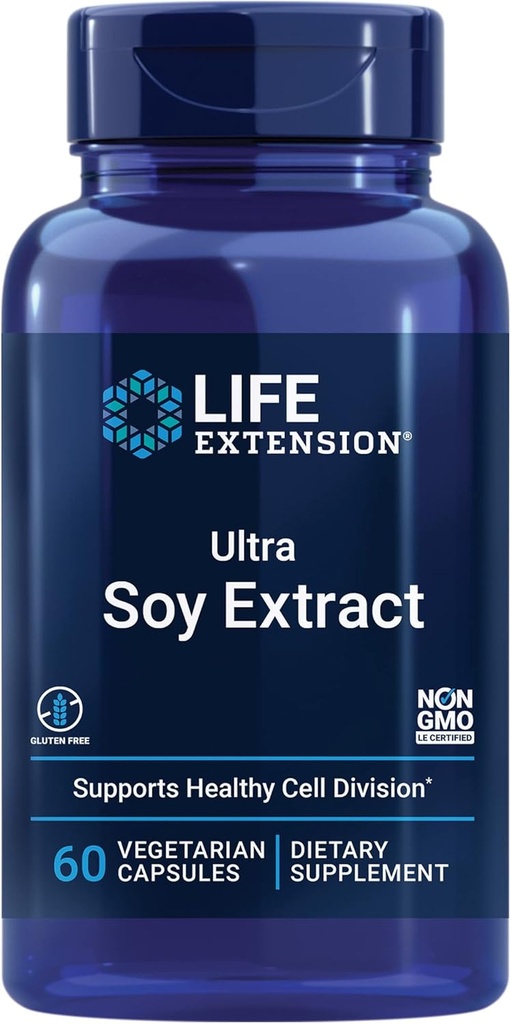 Life Extension Ultra Soja Extract, Gezonde Veroudering & Cell Health, Glutenvrij, Non-GMO, Vegetarisch, 60 Capsules