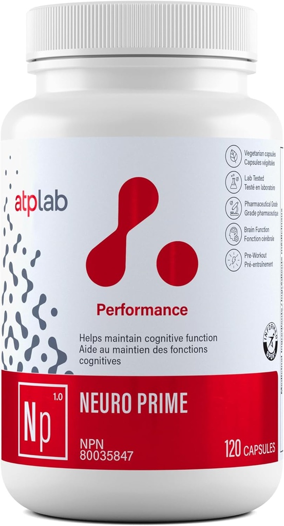 ATP LAB - Neuro Prime 120 capsules - Hersen- en geheugensupplementen - Geheugen- en focussupplementen - Cognitief supplement en vermoeidheidssupplement - Geestelijke gezondheid