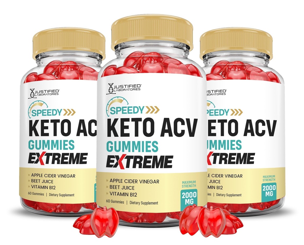 (3 Pack) Speedy Keto ACV Gummies Extreme 2000MG Speedy Keto Gummies Advanced Formula Apple Cider Vinegar met Granaatappel Beet Sap Poeder B12 Vegan Non GMO 180 Gummys