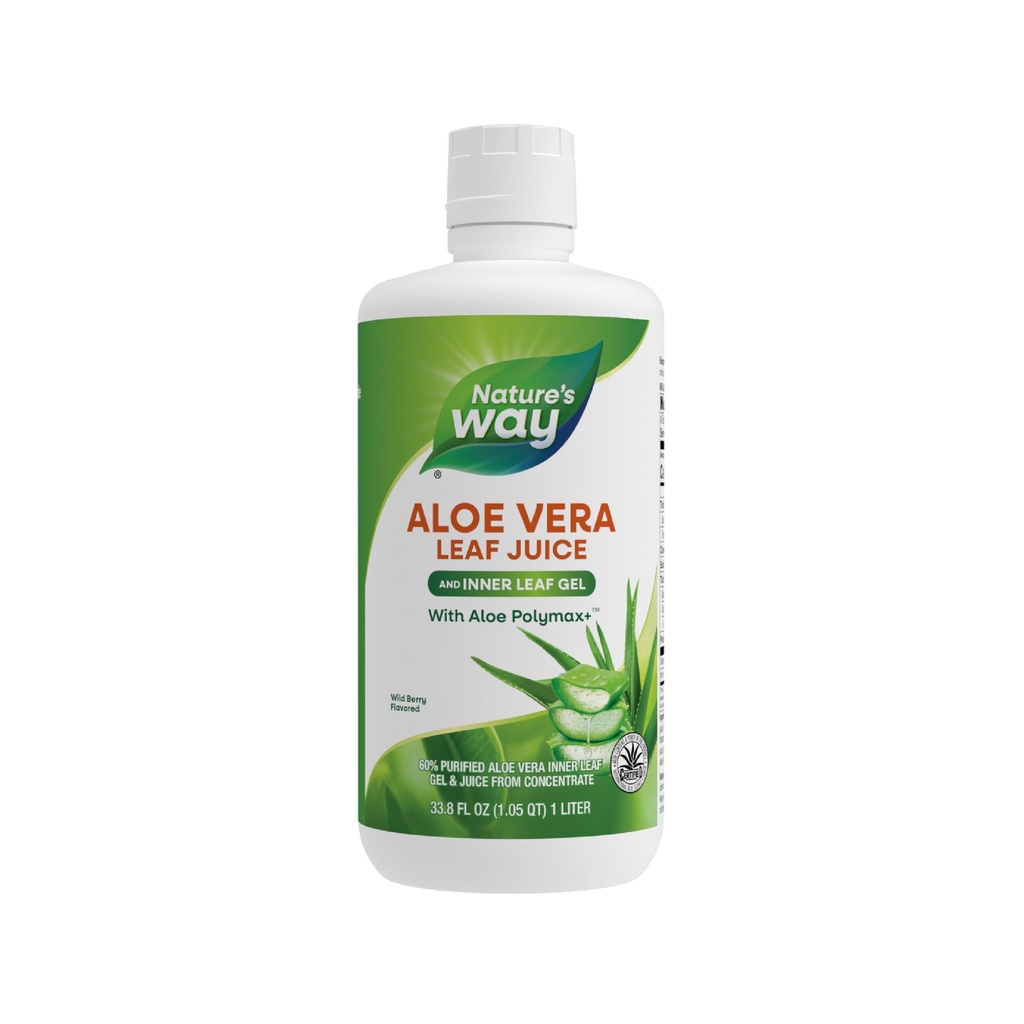 Nature's Way Aloë Vera Leaf Juice and Inner Leaf Gel, with Aloë Polymax+, Certified for Aloë Content and Purity, Wild Berry Flavored, 33,8 Fl Oz (Packaging May Vary)