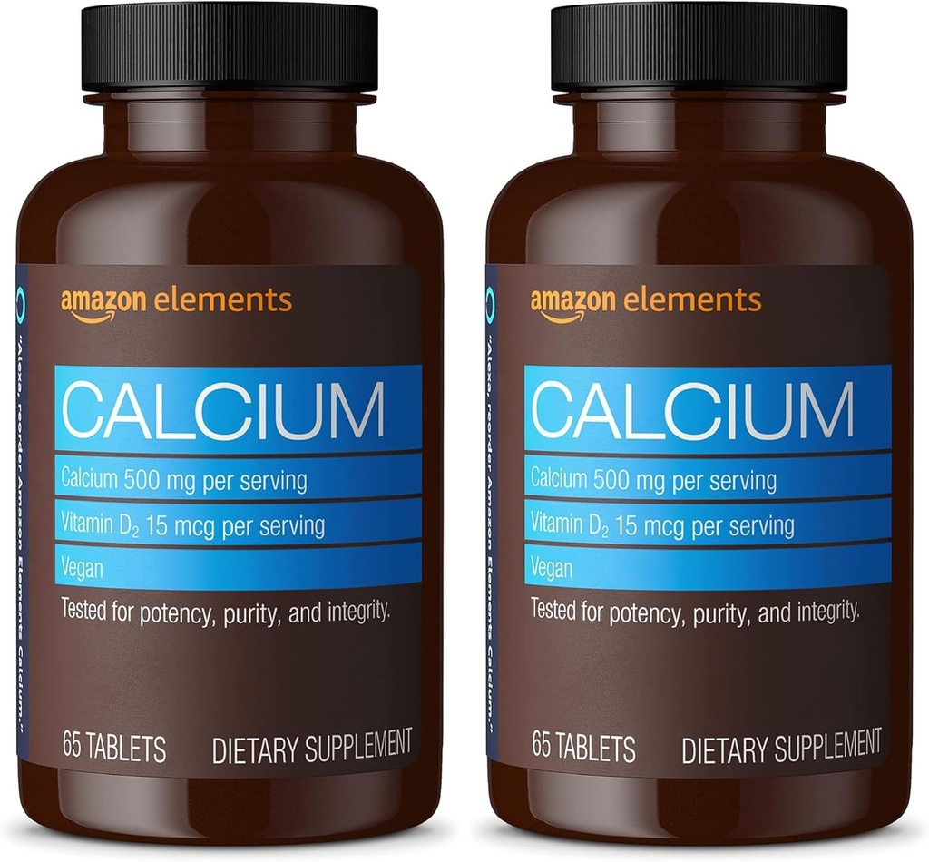 Elementen Calcium Plus Vitamine D2, 65 tabletten (2 maanden levering) (Verpakking mei Vary) (verpakking van 2)