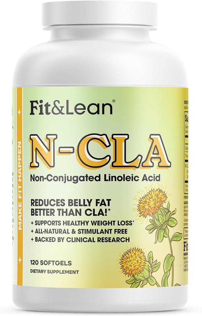 Fit & Lean N-CLA, gewichtsverlies supplement, vermindert buik vet beter dan CLA, Boost Metabolisme, Ondersteunt spier Lean, Stimulant Gratis, Niet-geconjugeerd Linolzuur, 120 porties (Verpakking mei Vary)
