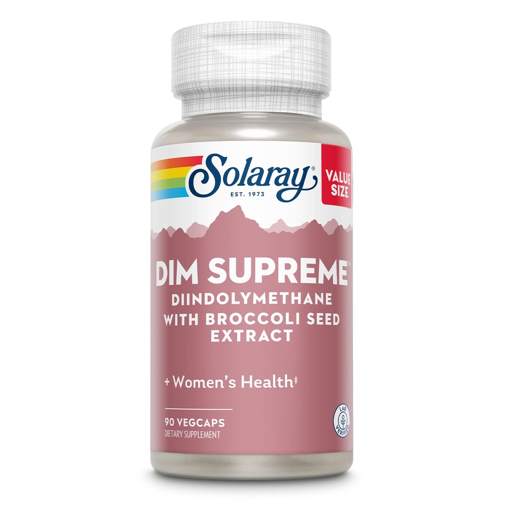 Solaray DIM Supreme 100mg Menopauze & Estrogeen Metabolisme Supplement met Broccoli Zaadextract 90 VegCaps