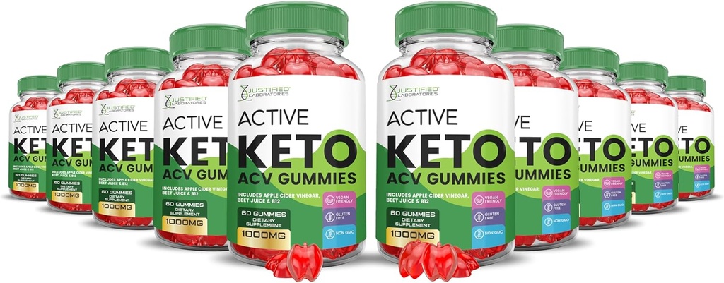 (10 Pack) Actieve Keto ACV Gummies Geavanceerde Formule 1000MG ActiveKeto Keto Gummies Apple Cider Vinegar Geformuleerd met Granaatappel Beet Sap Poeder B12 Vegan Non GMO 600 Gummys