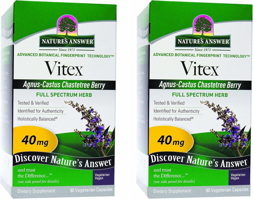 Antwoord van de natuur Vitex Chastetree Berry Supplement, 90-Vegetarische Capsules, 2 Telling 