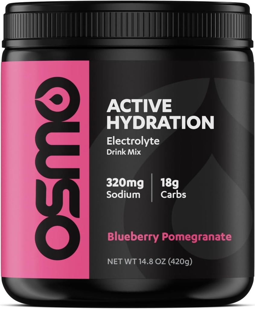 Osmo Active Hydration Electrolyte Powder (20 Servings) - Inclusief natrium, magnesium, Kalium, Carbs & Vitaminen, Cane Sugar - Alle natuurlijke, 3X snellere hydratatie, Boosts Power & Endurance, Blueberry