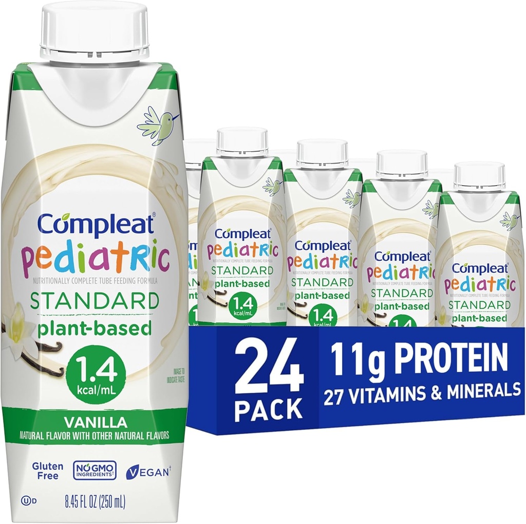 Compleat Pediatric Standard 1.4ml, Plant Based Nutritionally Complete Shake, Tube Feeding Formula, Vanille smaak, 24 Pack