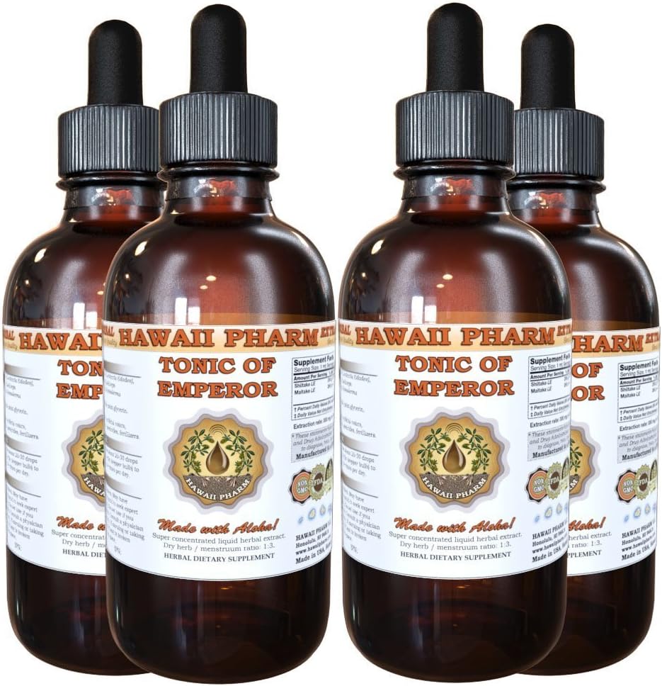 Shiitake, Maitake, Cordiceps, Reishi Liquid Extract, Biologische gedroogde Shiitake, Maitake, Cordiceps, Reishi Tinctuur, Herbal Supplement, Hawaii Pharm, Made in USA, 4x4 fl.oz