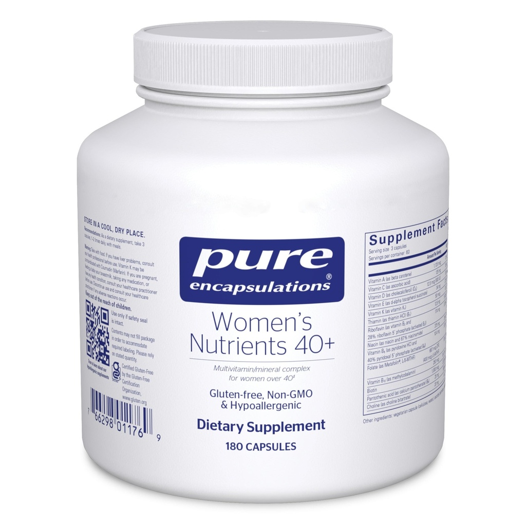 Pure Encapsulations Vrouwenvoeding 40+ - Multivitamine voor vrouwen boven de 40 ter ondersteuning van de gezondheid van urinewegen, borstcelgezondheid en oogintegriteit* - met vitamine C, E & A - 180 capsules