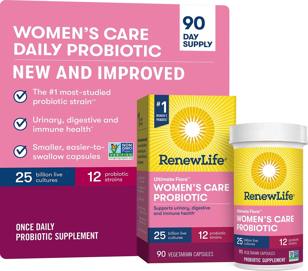Renew Life Ultimate Flora Women's Care Probiotic, 25 miljard CFU, 90 capsules (Package May Vary)