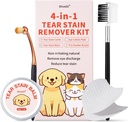 Tear Stain Remover Kit voor honden & katten met Tear Stain Comb, Tear Stain Balm, Eye Cotton Pads, Pro Powder Brush Verwijder Tear Stain, Eye Debris, Discharge, Mucus Secretions