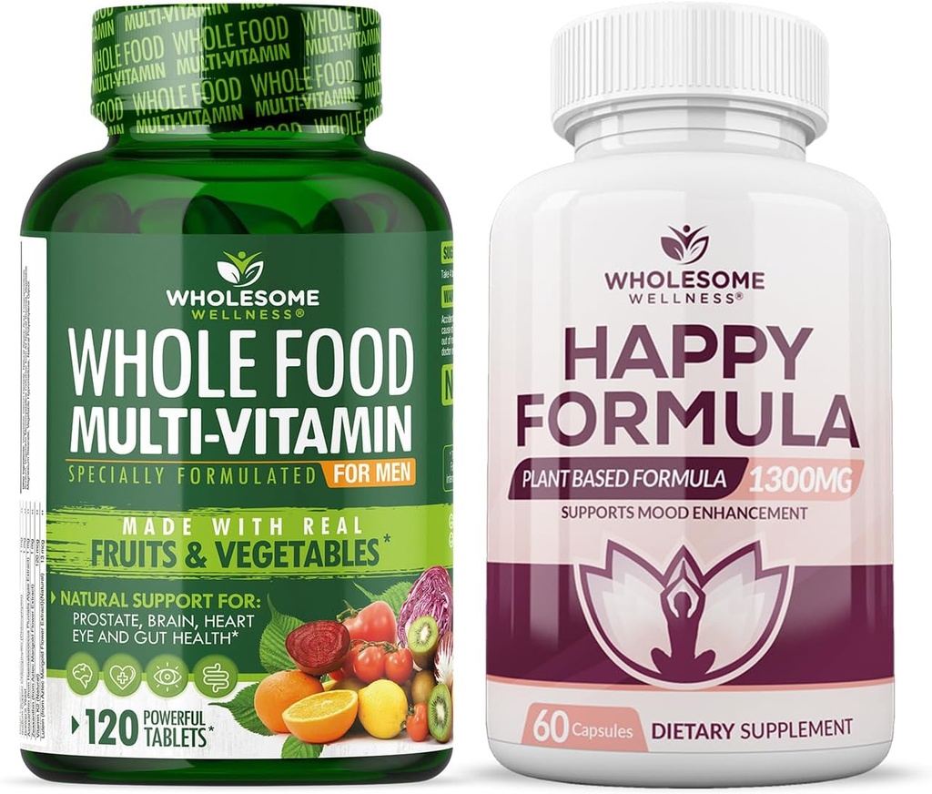 Gezonde Wellness Geheel voedsel Multivitamine voor mannen - Natuurlijke Multi Vitaminen, Mineralen, Biologische Extracten Gelukkig Formule Natuurlijke Formule Relief Supplement Bundle