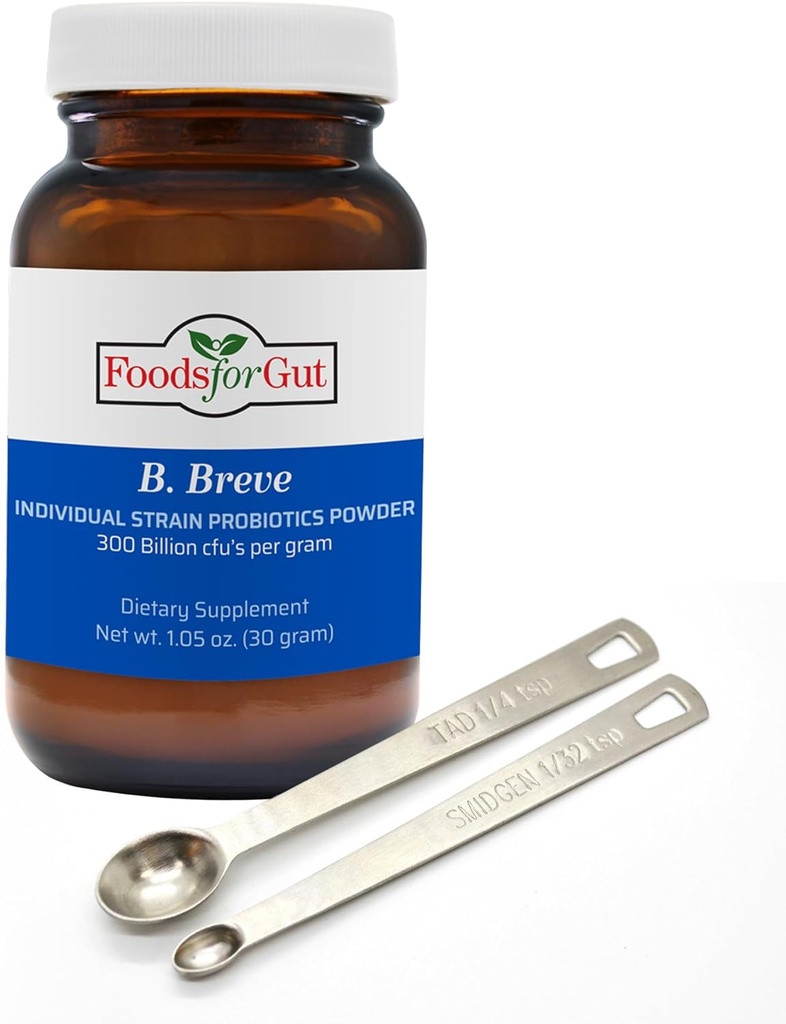 Foods For Gut Bifidobacterium Breve Probiotic Powder 300 Billion cfu's | Made in USA | No Additives | Digestive & Immune Support | High Potency | B. Breve | 30 Grams (1.05 Oz)