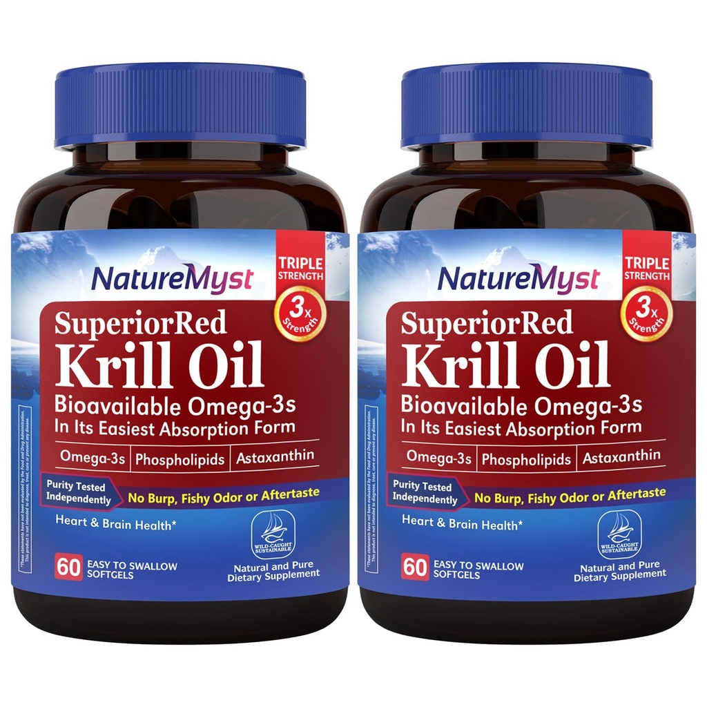 Antarctica Krill Oil 1000 mg Softgels, Krill Oil Omega-3s, EPA, DHA, Astaxanthine & Fosfolipiden, Heart Health, 120 Softgels, Non-GMO, No Gluten, Made in The USA