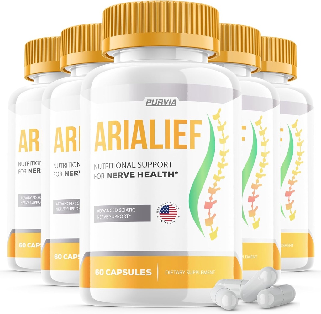 (5 verpakkingen) Arialief Capsules Sciatica - Officiële Formule - Arialief Vitamine Supplement Geavanceerde sterkte Formule, Arialief Capsules Voedingsondersteuning Maximale sterkte Totale Wellness (300 capsules)