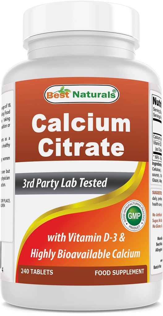 Best Naturals Calcium citraat met vitamine D-3 240 tabletten (240 aantal (verpakking 1))