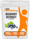 BulkSupplements.com Bilberry Extract Powder - Bilberry Extract Supplement, Herbal Supplement - Vegan & Glult Free, 500mg per portie, 500g (1,1 lbs) (verpakking van 1)