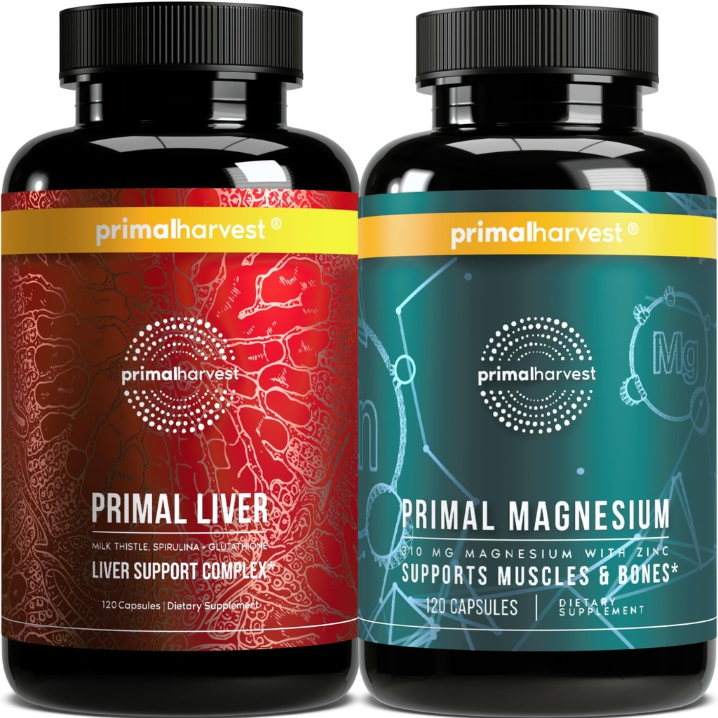 Magnesium Supplement en leversupplementen voor vrouwen en mannen door Primal Oogstbundel