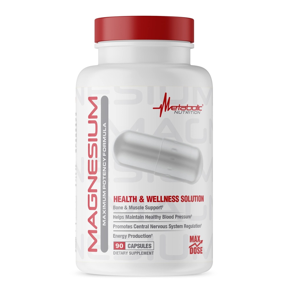 Metabolische Voeding Magnesium, 650mg per Serving, Non-GMO, Vegan, Glutenvrij, 90 Capsules