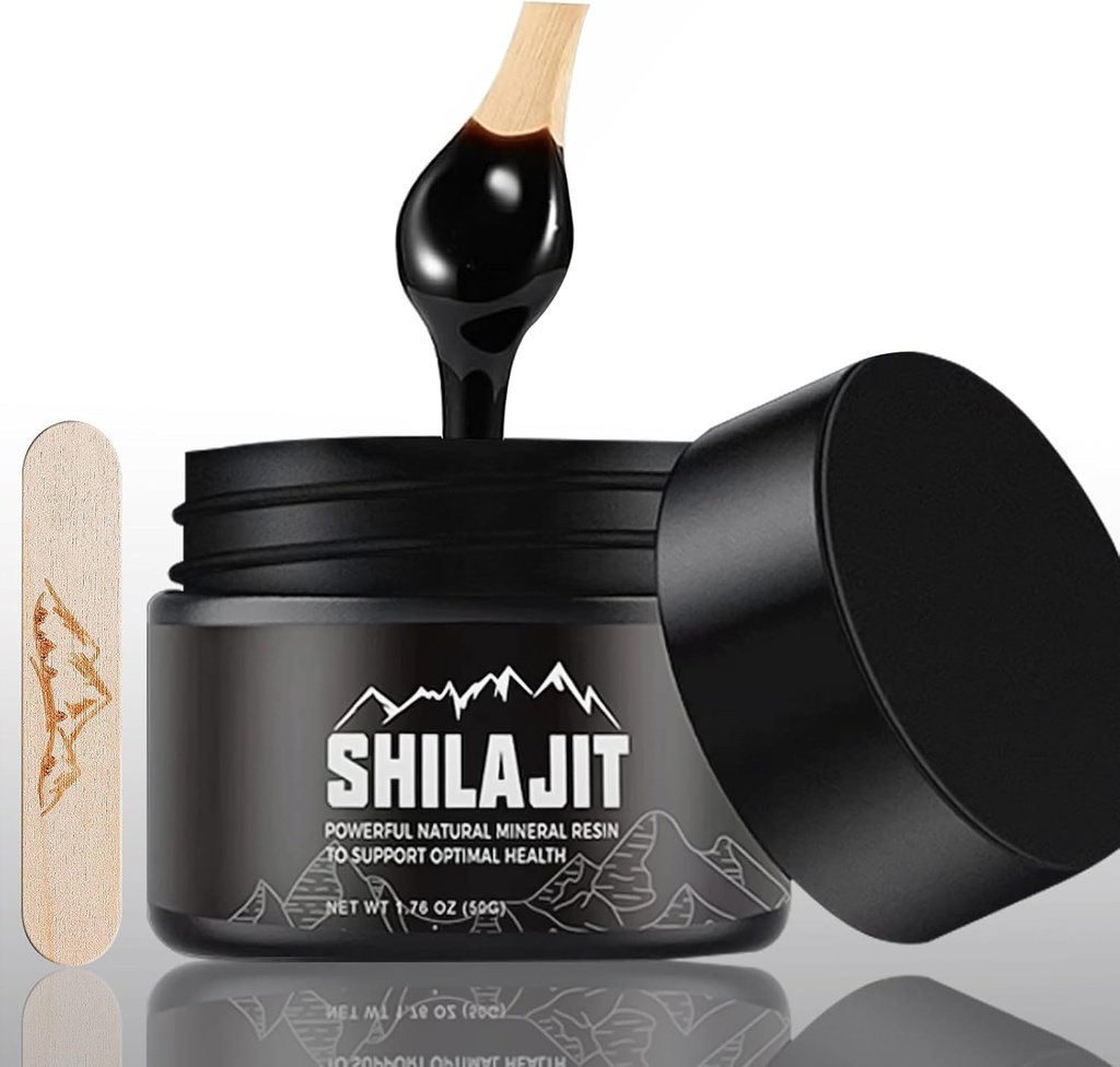 Shilajit Pure Himalaya - 50 Gram Natural Organic Shilajit Resin,Golden Grade Shilajit Supplement voor mannen en vrouwen met 80+ Trace Minerals & Fulvic Acid for Energy, Immune Support
