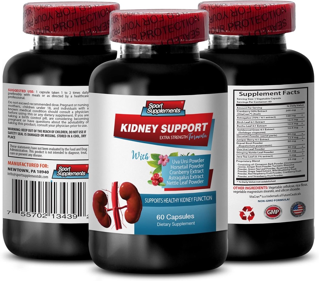 Immuunondersteuning Dieetsupplement - Nierondersteuning - Cranberry Vitaminen, Nierreiniging, Nier Reiniging Detox & Reparatie Formule, Nier Supplement, Lever en Nier Supplement - 1 Fles 60 Caps